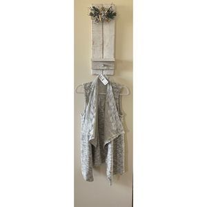 Splendid Light Gray Drape Front Waterfall Vest